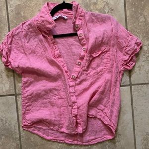 Zara linen cropped top